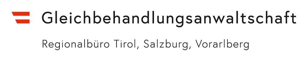 Logo der Gleichbehandlungsanwaltschaft mit den Regionalbüros Tirol, Salzburg und Vorarlberg.