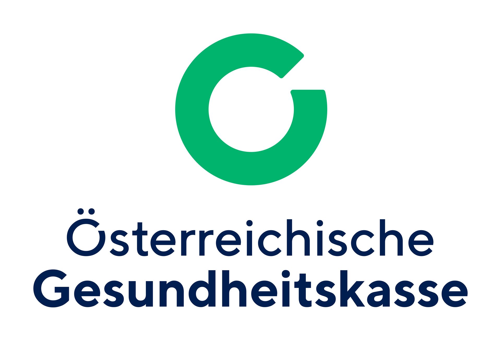 Logo der Österreichischen Gesundheitskasse mit grünem Symbol und Schriftzug in Blau.