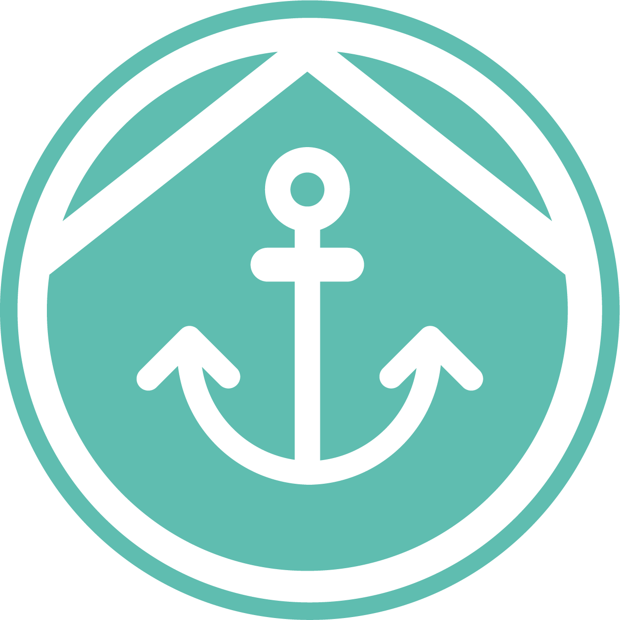 Logo der Jugendnotschlafstelle "anker" mit einem Anker-Symbol und Schriftzug in Türkis.