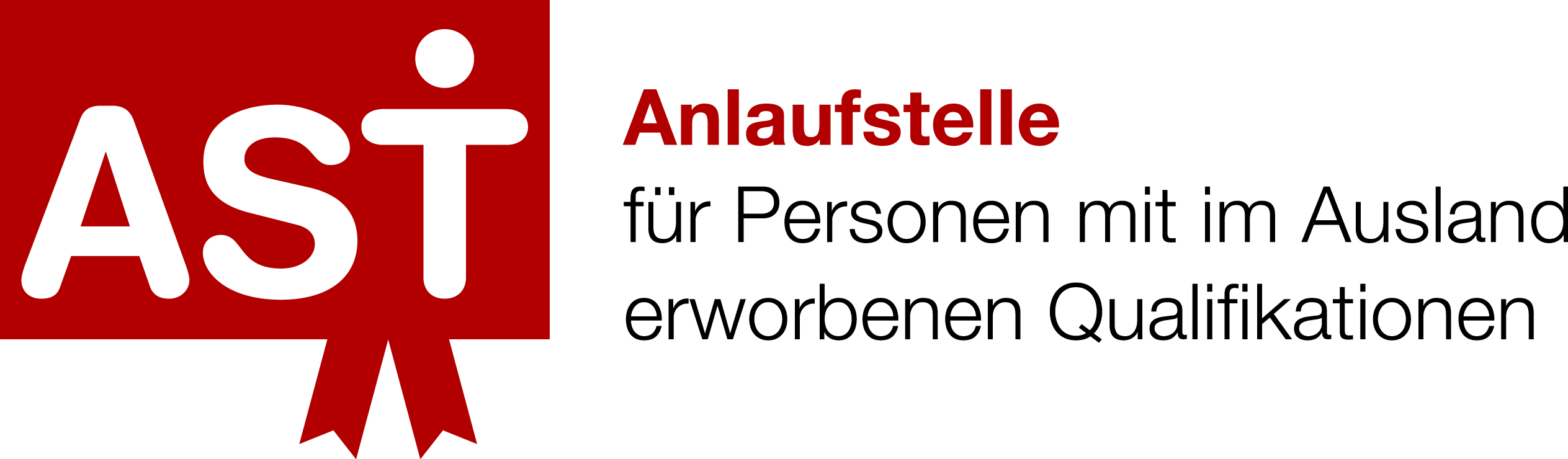 Logo der Anlaufstelle AST für Personen mit im Ausland erworbenen Qualifikationen.