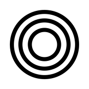 Kreisförmiges Design mit mehreren konzentrischen Ringen in schwarzer Farbe auf weißem Hintergrund.