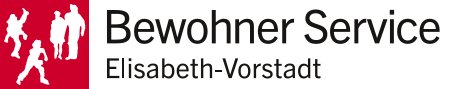 Logo des Bewohner Service Elisabeth-Vorstadt mit stilisierten Figuren und Schrift.