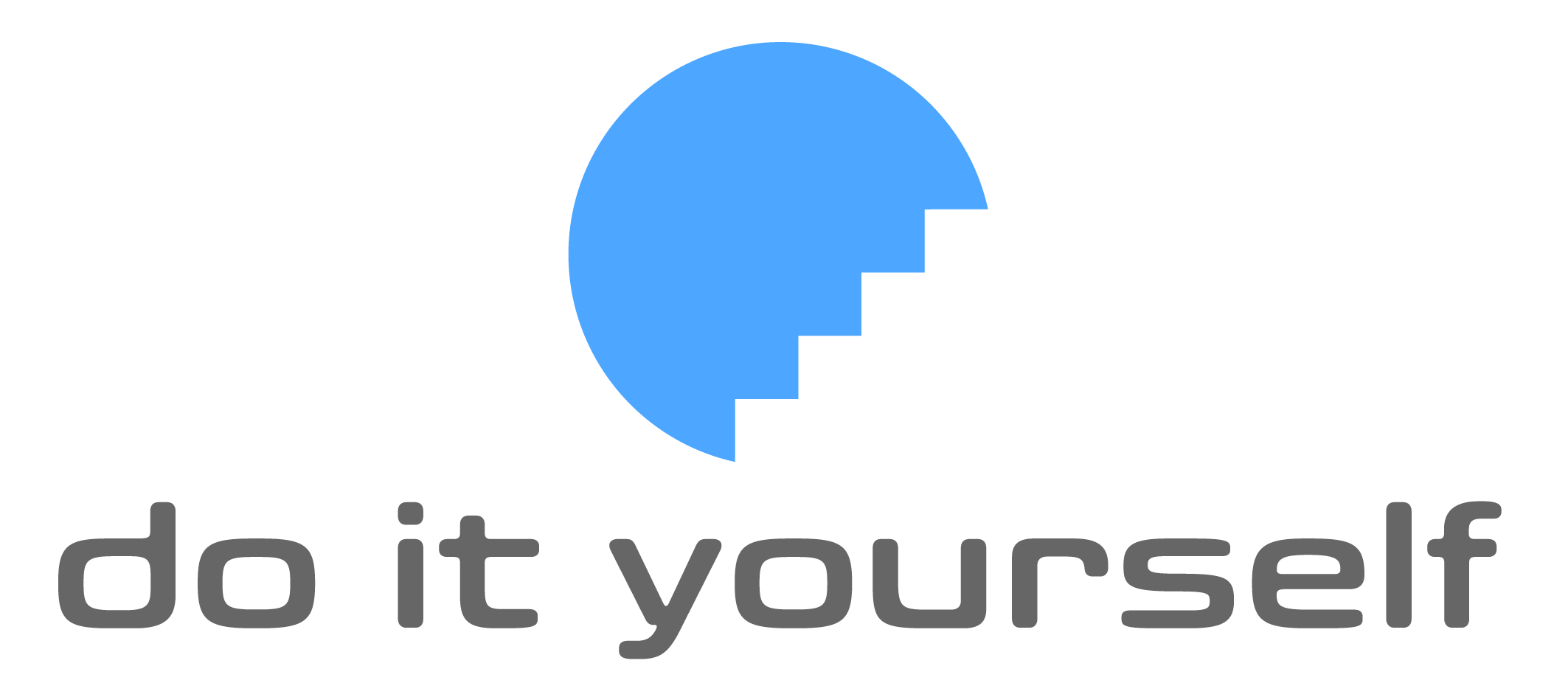 Logo mit blauer halben Kreissicht und dem Schriftzug "do it yourself" in grauer Schrift darunter.