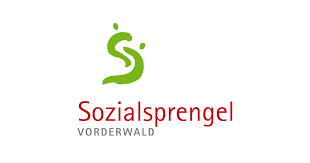 Logo des Sozialsprengels Vorderwald mit grüner Schrift und stilisierten Symbolen.