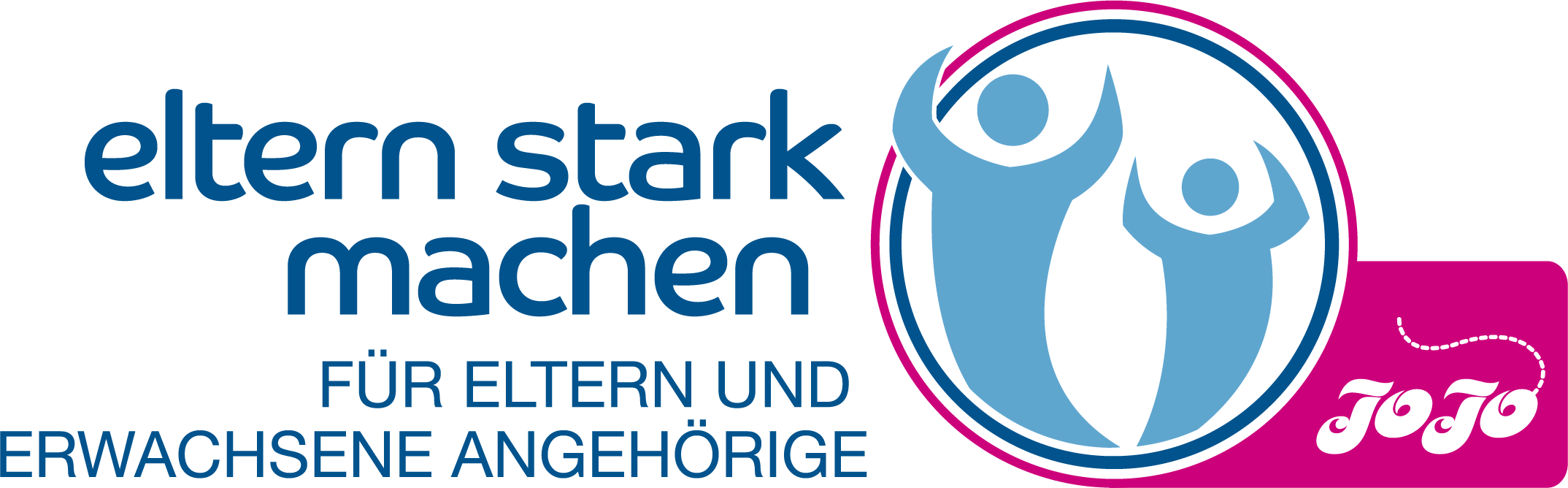 Logo mit dem Schriftzug „eltern stark machen“ und einer grafischen Darstellung von Personen, die miteinander interagieren.