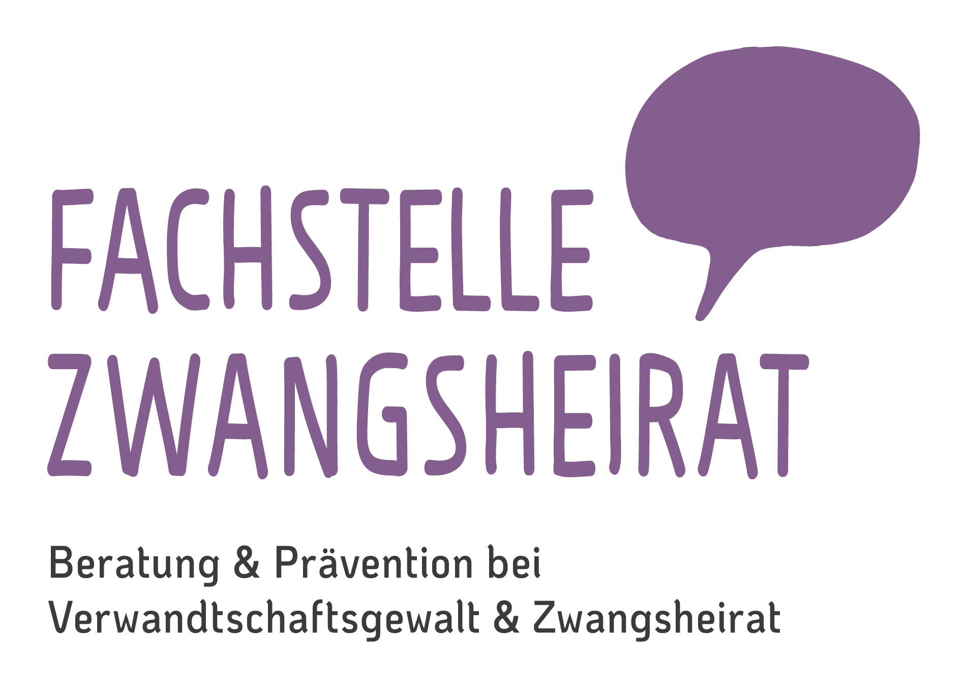 Logo der Fachstelle Zwangsheirat mit dem Fokus auf Beratung und Prävention zu Gewalt und Zwangsheiratsfragen.