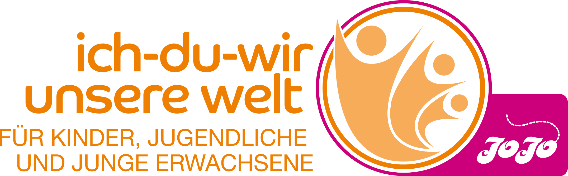 Logo mit dem Text "ich-du-wir unsere welt" für Kinder, Jugendliche und junge Erwachsene.