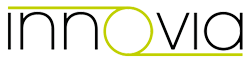 "Logo of Innovia in a modern design with green and black elements."