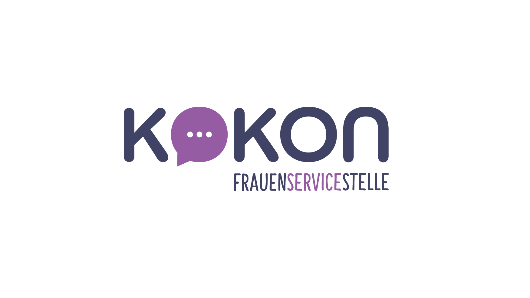 Logo von KOKON, einer Frauenservicestelle, mit Sprechblasen-Symbol und moderner Schriftart.