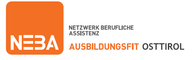 Logo des Netzwerks Berufliche Assistenz NEBA, mit dem Fokus auf Ausbildungsfit in Osttirol.