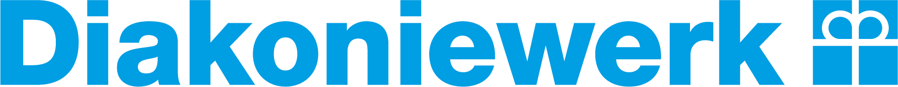Logo de lœuvre diaconale en lettres bleues sur fond noir, accompagné dun symbole de cadeau.