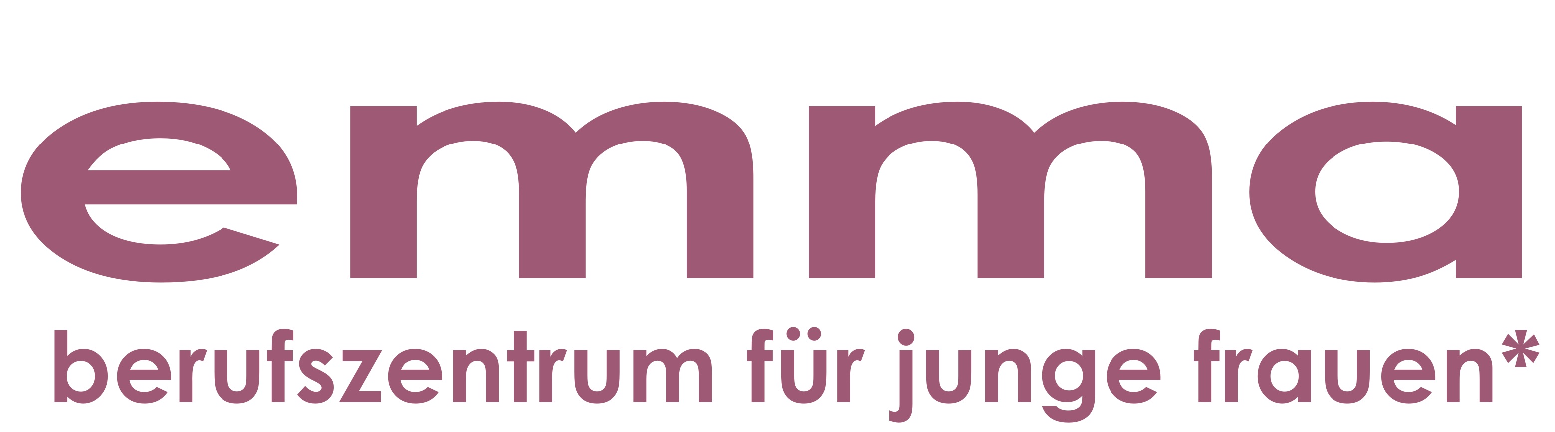 Logo von EMMA, einem Berufszentrum für junge Frauen, mit Händen, die ein Handy und ein Notizbuch halten.