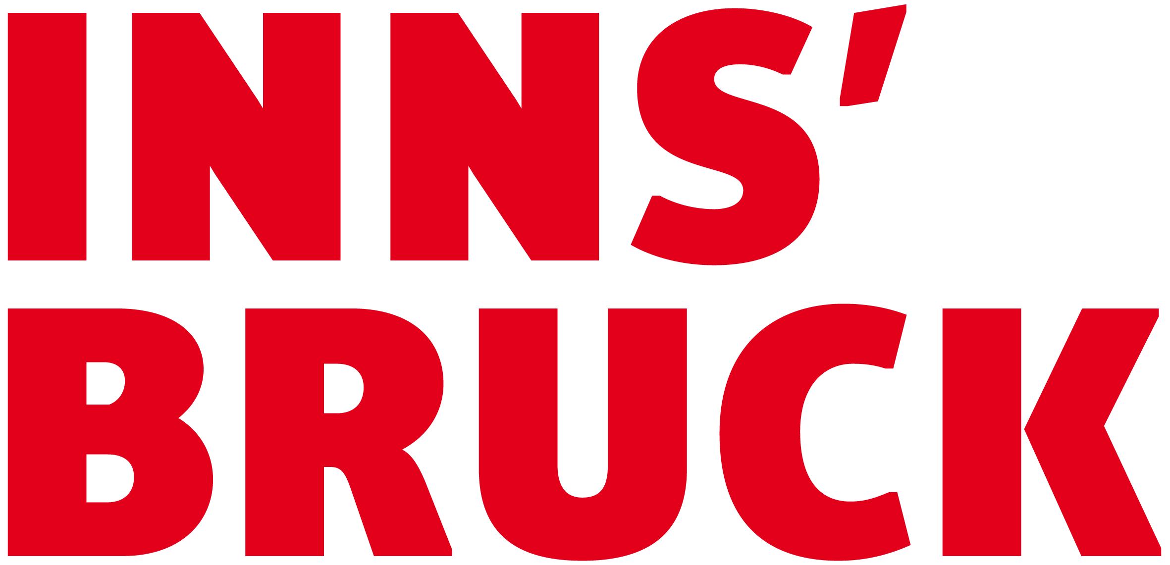"Kırmızı renkte yazı 'INNS' BRUCK' siyah arka planda."
