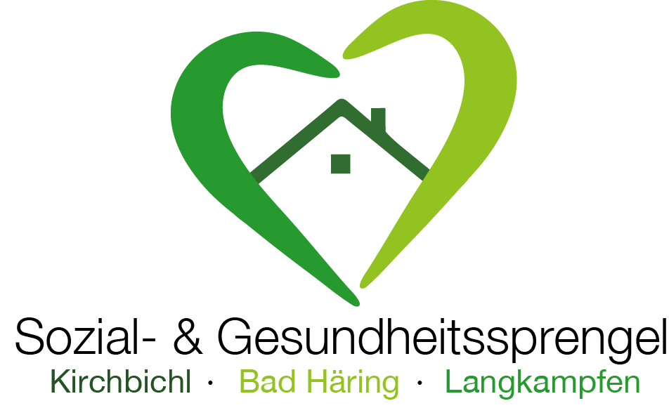 Logo mit einem Herzsymbol in Grüntönen und den Ortsnamen Kirchbichl, Bad Häring und Langkampfen.