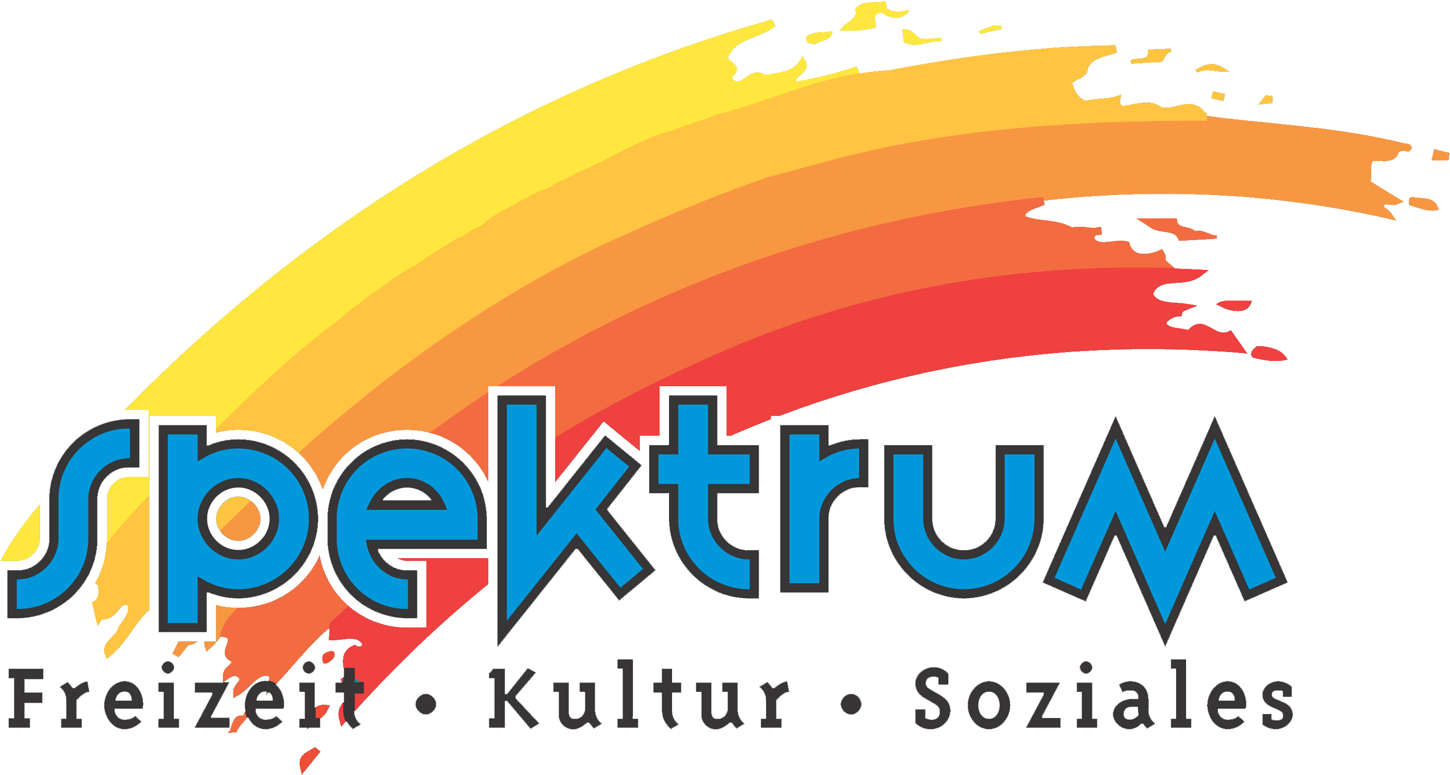 Logo von Spektrum mit bunten Regenbogenfarben und den Worten: Freizeit, Kultur, Soziales.
