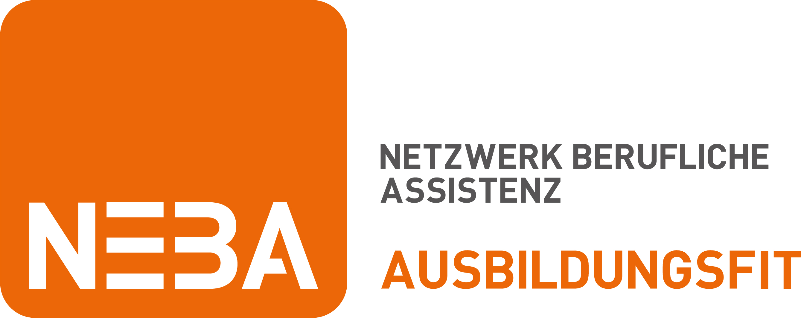 Logo von NEBA mit dem Slogan „Netzwerk berufliche Assistenz“ und dem Zusatz „Ausbildungsfit“.