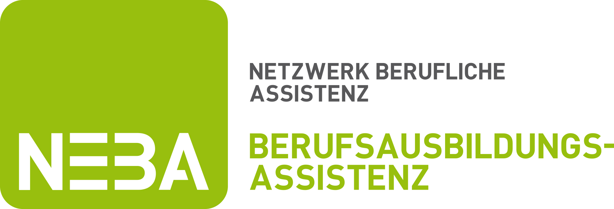 Logo des Netzwerks Berufliche Assistenz (NEBA) mit dem Schwerpunkt Berufsausbildungsassistenz.
