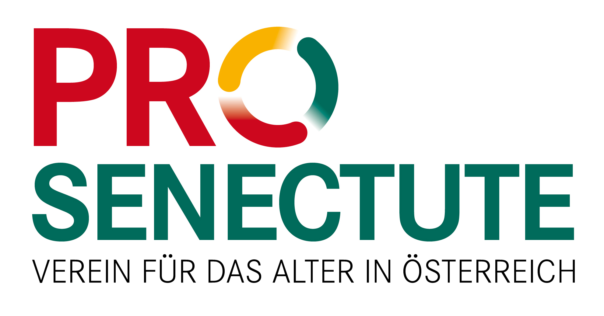 Logo von Pro Senectute, Verein für das Alter in Österreich, mit bunten Buchstaben und grafischen Elementen.